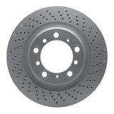 Dynamic Friction 2016-2023 Porsche 718 Cayman Right Rear Drilled Hi-Carbon Alloy Geomet Coated Rotor (330x28 Vented) by Dynamic Friction Company 920-02109D