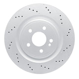 Dynamic Friction 2020-2025 Mercedes-Benz GLA35 AMG Rear Drilled Hi-Carbon Alloy Geomet Coated Rotor (330x22 Vented) by Dynamic Friction Company 920-63189
