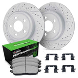 R1 Concepts 12-18 Ford Focus Rear Drill/Slot Carbon Coated Rotor Set w/Perf Sport Pads by R1 Concepts RNC-WBSH1-54056