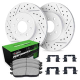 R1 Concepts 96-14 Acura EL Front Drill/Slot Carbon Coated Rotor Set w/Perf Sport Pads