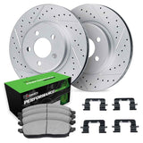 R1 Concepts 08-24 Infiniti QX70 Front Drill/Slot Carbon Coated Rotor Set w/Perf Sport Pads by R1 Concepts RNC-WBSH1-68016