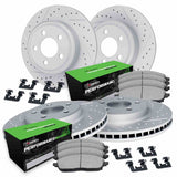 R1 Concepts 99-08 Acura TL Front & Rear Drill/Slot Carbon Coated Rotor Set w/Perf Sport Pads