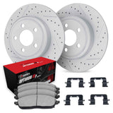 R1 Concepts 18-24 Jeep Wrangler Rear Drill/Slot Carbon Coated Rotor Set w/Optimum Pads