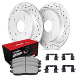 R1 Concepts 88-01 Acura Integra Rear Drill/Slot Carbon Coated Rotor Set w/Optimum Pads