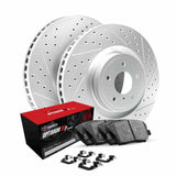R1 Concepts 18-25 Audi A3 Quattro Rear Drill/Slot Carbon Coated Rotor Set w/Optimum Pads