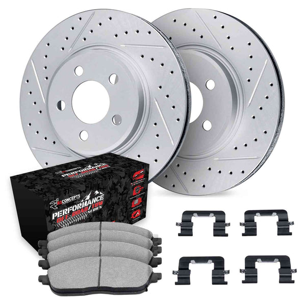 R1 Concepts 86-93 Ford Bronco Front Drill/Slot Carbon Coated Rotor Set ...