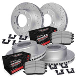 R1 Concepts 99-05 Ford F-250 Super Duty Front & Rear Drill/Slot Carbon Coated Rotor Set w/Off-Road/Tow Pads by R1 Concepts RNC-WBVH2-54015