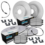 R1 Concepts 16-19 Land Rover Range Rover Evoque Front & Rear Carbon Coated Rotor Set w/Euro Ceramic Pads
