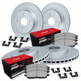 R1 Concepts 93-01 Acura Integra Front & Rear Carbon Coated Brake Rotor Set w/Optimum OE Pads and Hardware