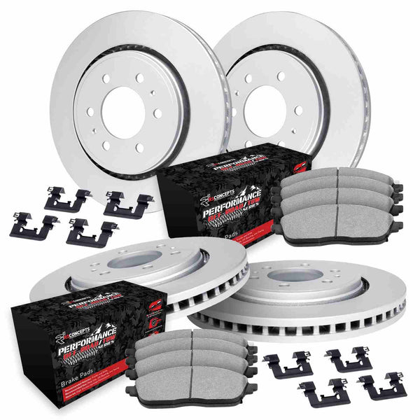 R1 Concepts 03-09 Lexus GX470 Front & Rear Carbon Coated Rotor Set w ...