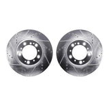 R1 Concepts 99-23 Porsche 911 Rear Drilled & Slotted Silver Brake Rotor Set by R1 Concepts RNC-WGPN1-02033