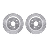 R1 Concepts 03-08 Infiniti G35 Rear Drilled & Slotted Silver Brake Rotor Set