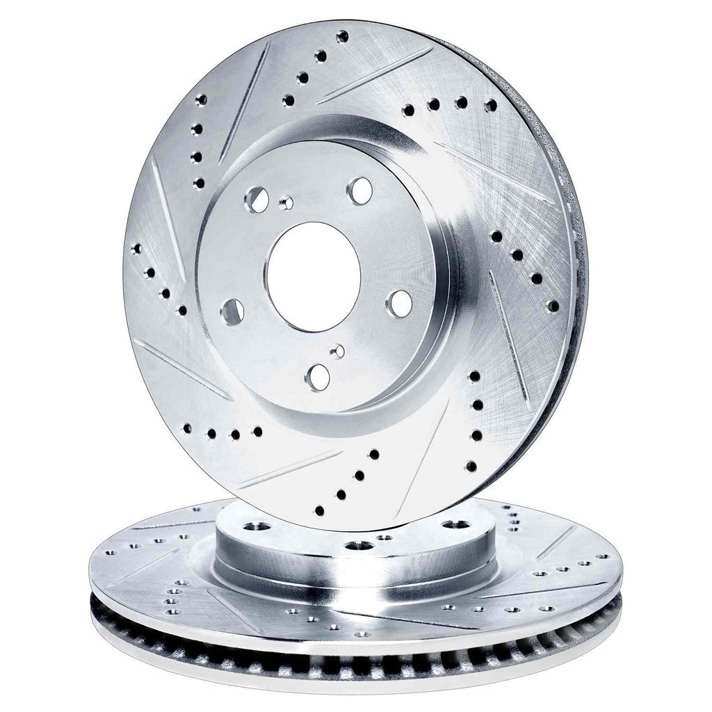 R1 Concepts 16-25 Mazda 6 Front Drilled & Slotted Silver Brake Rotor ...