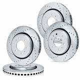 R1 Concepts 99-07 Chevrolet Silverado 1500 HD Front & Rear Drilled & Slotted Silver Brake Rotor Set