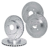 R1 Concepts 88-91 Honda Accord Front & Rear Drilled & Slotted Silver Brake Rotor Set