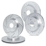 R1 Concepts 07-13 Mazda 3 Front & Rear Drilled & Slotted Silver Brake Rotor Set by R1 Concepts RNC-WGPN2-80010