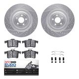 R1 Concepts 10-19 Jaguar XKR-S Rear Drilled & Slotted Silver Brake Rotor Set w/Euro Ceramic Pads and Hardware by R1 Concepts RNC-WGTH1-20019