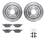 R1 Concepts 96-03 BMW 530i Rear Drilled & Slotted Silver Brake Rotor Set w/Euro Ceramic Pads and Hardware