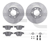 R1 Concepts 07-15 BMW 328xi Front Drilled & Slotted Silver Brake Rotor Set w/Euro Ceramic Pads and Hardware by R1 Concepts RNC-WGTH1-31076