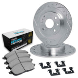 R1 Concepts 02-08 Mini Cooper Rear Drilled & Slotted Silver Brake Rotor Set w/Euro Ceramic Pads and Hardware by R1 Concepts RNC-WGTH1-32001