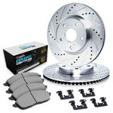R1 Concepts 04-19 Ford C-Max Front Drilled & Slotted Silver Brake Rotor Set w/Euro Ceramic Pads and Hardware