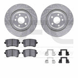 R1 Concepts 08-17 Audi S4 Rear Drilled & Slotted Silver Brake Rotor Set w/Euro Ceramic Pads and Hardware by R1 Concepts RNC-WGTH1-73056