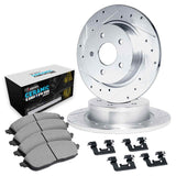 R1 Concepts 99-15 Audi TT Rear Drilled & Slotted Silver Brake Rotor Set w/Euro Ceramic Pads and Hardware by R1 Concepts RNC-WGTH1-74021