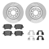 R1 Concepts 06-21 Audi S3 Rear Drilled & Slotted Silver Brake Rotor Set w/Euro Ceramic Pads and Hardware by R1 Concepts RNC-WGTH1-74035