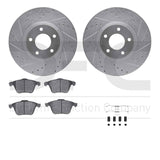 R1 Concepts 07-13 Mazda 3 Front Drilled & Slotted Silver Brake Rotor Set w/Euro Ceramic Pads and Hardware by R1 Concepts RNC-WGTH1-80004