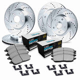 R1 Concepts 97-04 Porsche Boxster Front & Rear Drill/Slot Silver Rotors w/Euro Ceramic Pads