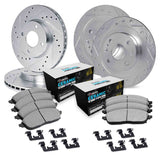 R1 Concepts 83-93 Jaguar XJRS Front & Rear Drill/Slot Silver Rotors w/Euro Ceramic Pads by R1 Concepts RNC-WGTH2-20001