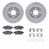 R1 Concepts 06-07 Suzuki AeRio Front Drilled & Slotted Silver Brake Rotor Set w/Optimum OE Pads and Hardware by R1 Concepts RNC-WGUH1-01003