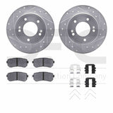 R1 Concepts 18-25 Hyundai Kona Rear Drilled & Slotted Silver Brake Rotor Set w/Optimum OE Pads and Hardware by R1 Concepts RNC-WGUH1-03073