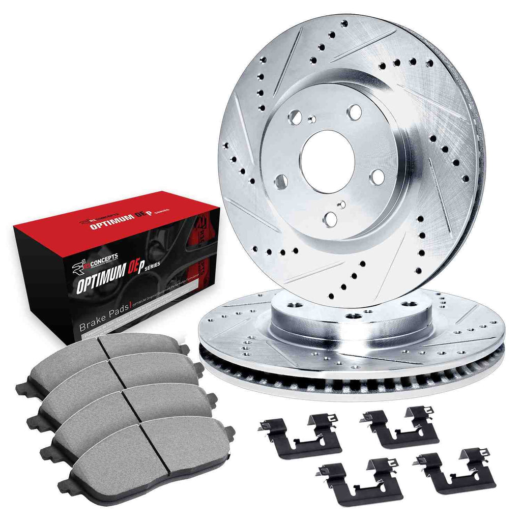 R1 Concepts 13-20 Subaru WRX Front Drilled & Slotted Silver Brake Rotor ...