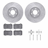 R1 Concepts 92-02 Dodge Viper Front Drilled & Slotted Silver Brake Rotor Set w/Optimum OE Pads and Hardware by R1 Concepts RNC-WGUH1-40007