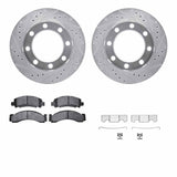 R1 Concepts 75-93 Dodge W300 Front Drilled & Slotted Silver Brake Rotor Set w/Optimum OE Pads and Hardware