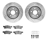R1 Concepts 11-21 Dodge Durango Front Drilled & Slotted Silver Brake Rotor Set w/Optimum OE Pads and Hardware by R1 Concepts RNC-WGUH1-42051