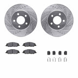 R1 Concepts 05-10 Ford Mustang Front Drilled & Slotted Silver Brake Rotor Set w/Optimum OE Pads and Hardware by R1 Concepts RNC-WGUH1-54036