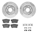 R1 Concepts 99-08 Acura TL Rear Drilled & Slotted Silver Brake Rotor Set w/Optimum OE Pads and Hardware