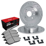 R1 Concepts 92-96 Honda Prelude Rear Drilled & Slotted Silver Brake Rotor Set w/Optimum OE Pads and Hardware by R1 Concepts RNC-WGUH1-59007