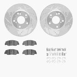 R1 Concepts 19-25 Honda Civic Front Drilled & Slotted Silver Brake Rotor Set w/Optimum OE Pads and Hardware by R1 Concepts RNC-WGUH1-59113
