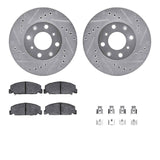 R1 Concepts 88-89 Honda Civic Front Drilled & Slotted Silver Brake Rotor Set w/Optimum OE Pads and Hardware