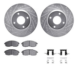 R1 Concepts 07-14 Nissan Versa Front Drilled & Slotted Silver Brake Rotor Set w/Optimum OE Pads and Hardware by R1 Concepts RNC-WGUH1-67063