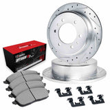 R1 Concepts 04-15 Infiniti QX56 Rear Drilled & Slotted Silver Brake Rotor Set w/Optimum OE Pads and Hardware by R1 Concepts RNC-WGUH1-67106