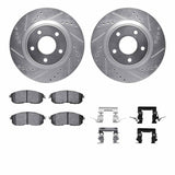 R1 Concepts 11-19 Nissan Sentra Front Drilled & Slotted Silver Brake Rotor Set w/Optimum OE Pads and Hardware by R1 Concepts RNC-WGUH1-67500