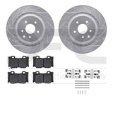 R1 Concepts 08-24 Infiniti Q60 Rear Drilled & Slotted Silver Brake Rotor Set w/Optimum OE Pads and Hardware by R1 Concepts RNC-WGUH1-68012