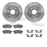 R1 Concepts 11-24 Infiniti QX56 Rear Drilled & Slotted Silver Brake Rotor Set w/Optimum OE Pads and Hardware by R1 Concepts RNC-WGUH1-68019