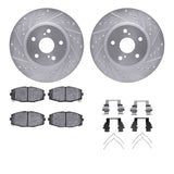 R1 Concepts 86-92 Toyota Supra Front Drilled & Slotted Silver Brake Rotor Set w/Optimum OE Pads and Hardware