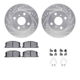 R1 Concepts 95-99 Toyota Tercel Front Drilled & Slotted Silver Brake Rotor Set w/Optimum OE Pads and Hardware