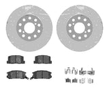 R1 Concepts 92-95 Toyota MR2 Rear Drilled & Slotted Silver Brake Rotor Set w/Optimum OE Pads and Hardware